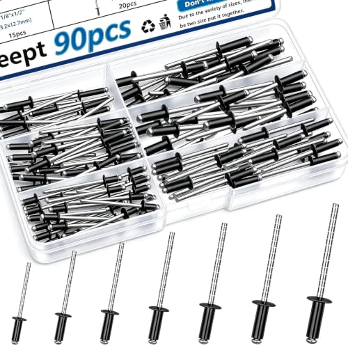 90 Pcs 304 Stainless Steel Rivets Assortment Kit - color: 90Pcs