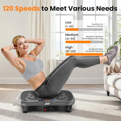 AXV Vibration Plate Exercise Machine Fitness Platform Body Vibrating Board - color: SLIM.GRAY