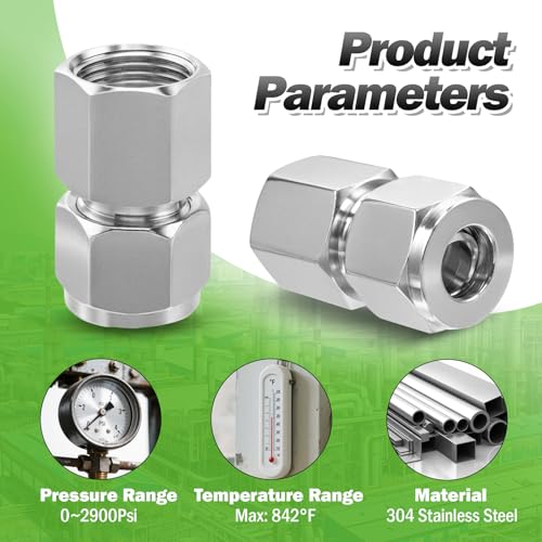Stainless Steel Compression Adapter 1/2" OD x 1/2" NPT Female 2pc - size: 1/2" OD x 1/2"Fnpt