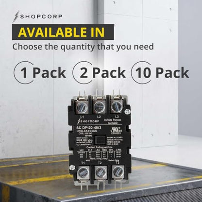 3 Pole 40 Amp AC Contactor, 120V Coil, UL Recognized, HVAC - style: 3 Pole 110V