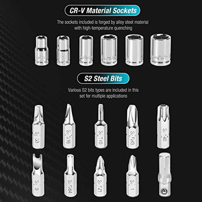 DURATECH 56-Piece 1/4" Mini Ratchet Wrench and Screwdriver Bit Set