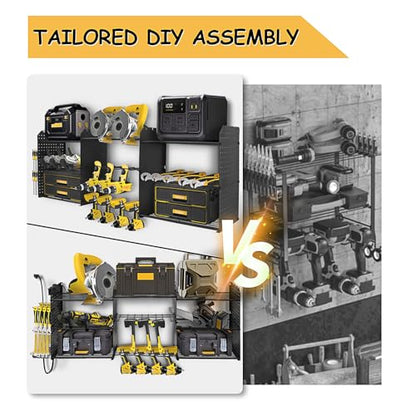 Power Tool Organizer Wall Mount, 3-Layer Heavy-Duty Metal Rack