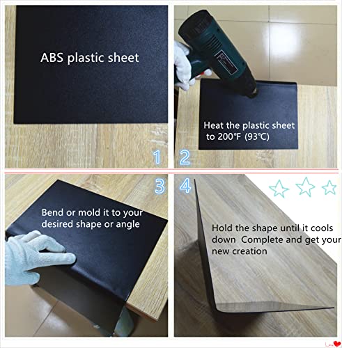 Black ABS Plastic Sheets- 0.060" Thick,12" x 16", 6 Pack for Laser Cutting, and Moldable - color: Black, size: 12" x 16"