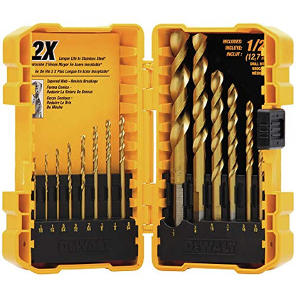 DEWALT DW1341 14-Piece Titanium Nitride Speed Tip Drill Bit Set