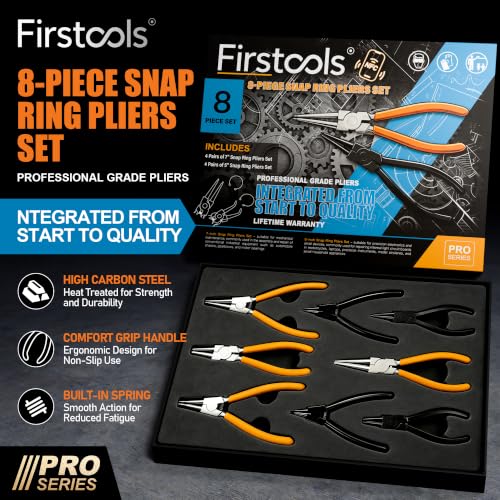 8PCS Snap Ring Pliers Set, 6" & 7" Internal External Circlip Tool