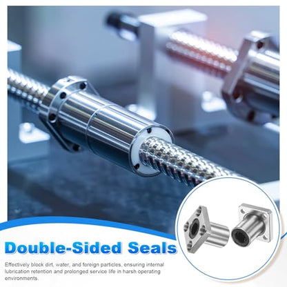 PATIKIL LMK10UU Linear Ball Bearings 10mm Bore Dia 19mm OD 29mm Long 5mm Hole, 4Pcs Round Flange Linear Motion Bushing Double Side Rubber Sealed Rod Liner Shaft for CNC Machine 3D Printer - size: 10mm