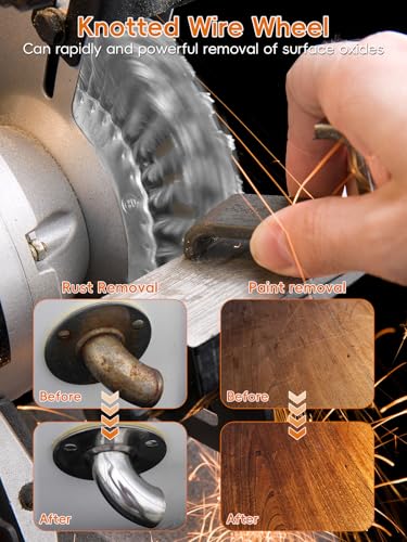 8in Bench Wire Wheel Brush | Knotted Steel Wire 0.023" with 5/8" 7/8" Arbors for Bench Grinder Twisted Carbon Steel Wheel - 2pcs - style: 8in 2pcs