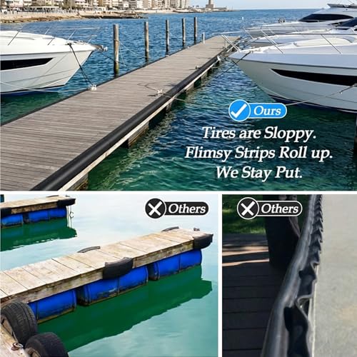 FUQUN P-Profile Dock Bumpers, 2.8/10/20 FT Heavy-Wall EPDM Rubber Docking Fender for Straight & Side Protection, Wider & Thicker Dock Edging Bumper with 304 Stailess Steel Screws & Drill Bit - size: 6 pcs × 3.3 ft | 20 ft Total