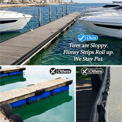 FUQUN P-Profile Dock Bumpers, 2.8/10/20 FT Heavy-Wall EPDM Rubber Docking Fender for Straight & Side Protection, Wider & Thicker Dock Edging Bumper with 304 Stailess Steel Screws & Drill Bit - size: 6 pcs × 3.3 ft | 20 ft Total