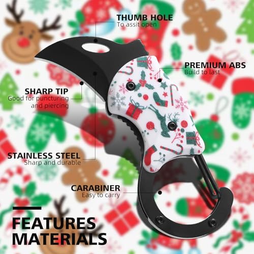 Small Pocket Knife for Women Men, Cute Box Cutter, Folding Utility Knife with 1.38''Sharp Blade, Mini EDC Knives for Everyday Carry, Ideal Gifts for Men and Women（Christmas Gifts） - color: Christmas Gifts