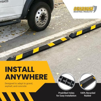 Guardian Rubber Parking Stopper Curb, Mounting Holes, Hi-Vis Yellow, 6 Ft - size: 6 Foot