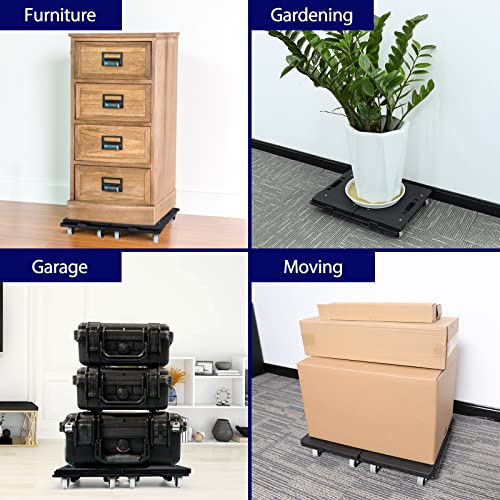 Nellyke Furniture Dolly, 2 Pack Small Flat Moving Dolly, Furniture Movers with 4 Wheels, 500Lbs Capacity, Connectable and Portable Dollies for Heavy Appliance, Black - color: Black/2 Pack-m