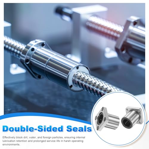 PATIKIL LMK20UU Linear Ball Bearings 20mm Bore Dia 32mm OD 42mm Long 5.5mm Hole, 4Pcs Round Flange Linear Motion Bushing Double Side Rubber Sealed Rod Liner Shaft for Machine 3D Printer - size: 20mm