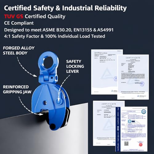 Vertical Plate Lifting Clamp, 0.8T (1760lbs), ASME & CE Compliant, 180° Swivel Shackle, One-Piece Forging, Heavy Duty Steel Plate Clamp, Jaw Opening 0.6", for Industrial Lifting (Pack of 2) - size: 1760 lbs (Pack of 2)