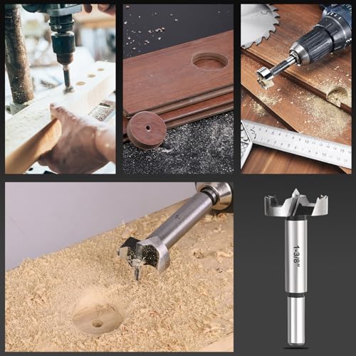 COMOWARE Forstner Bit Set 16 PCS for Woodworking, Precision Carbon Steel Drill bits for Clean Holes, Professional Heat-Treated Boring Tool Kit for Plastic & PVC, 1/4" to 2-1/8" Sizes