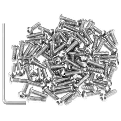105 Pieces M3 x 10mm Button Head Socket Cap Screws, Thread Pitch 0.5mm, Sutemribor M3 Screws, 304 Stainless Steel, Fully Threaded, Silver - size: M3 x 10mm, style: Button Head