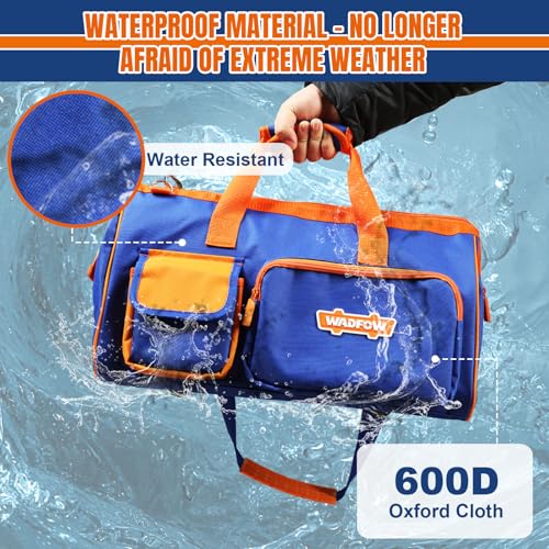 WADFOW 19in Waterproof Tool Bag, Extra-Large, Wide Mouth, 600D, Hi-Vis - style: 19 inch