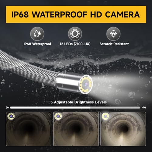 Oiiwak Sewer Camera 100ft, Pipe Inspection Camera with 7" IPS HD Screen