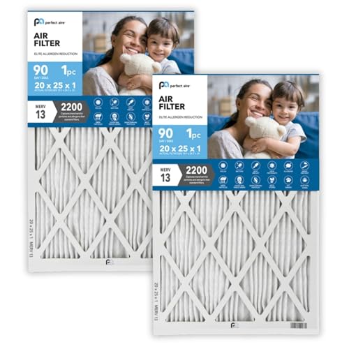 Perfect Aire Elite Air Filter MERV 13 - Electrostatically Charged Pleated Dual Airflow HVAC Filter - Lasts 90 Days (2 Pack, 20x25x1) - size: 25" x 20" x 1", style: 2 Pack