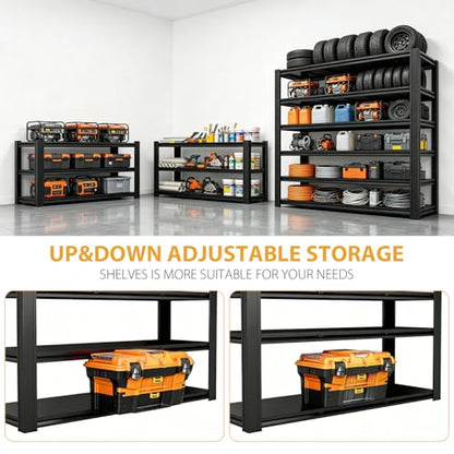 Heavy Duty Garage Shelving, 6 Tier Metal Adjustable Storage Shelves, 6000 Lbs Capacity, 84" H*55" W*24.05" D, Utility Organizer for Basement, Pantry, Kitchen, Warehouse, Black - size: 6T 84H*55W*24.05D