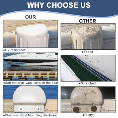2 or 1 Pack Boat Dock Bumpers, Dock Fenders for Dock Edge Protection, Anti-Crack Marine Dock Bumpers with Stainless Steel Mounting Hardware, Protect Boats and Dock