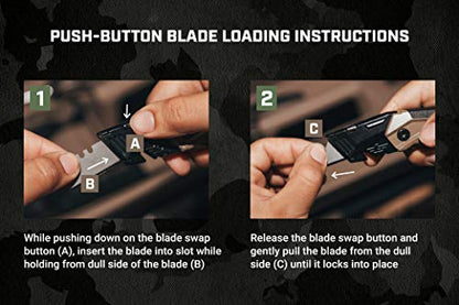 Spec Ops Tools Utility Knife for Cutting Drywall, Roofing & Jobsite Materials, Includes 3 Blades in Handle Storage, Fixed Blade, Folding - color: Fixed Blade, Folding