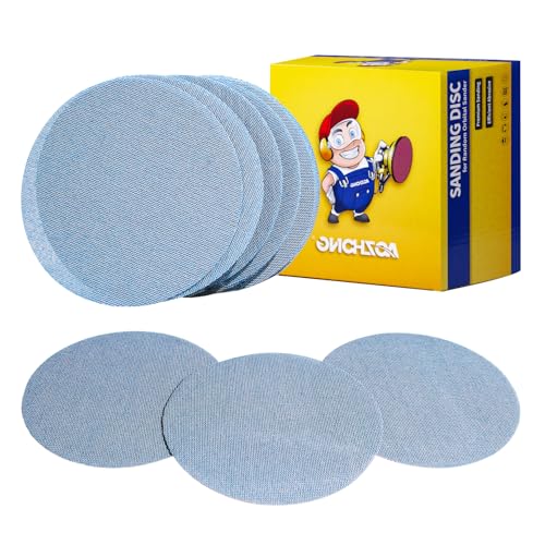 5 inch Mesh Abrasive Sanding Discs 240 grit, 50pcs Ceramic Dust-Free Sandpaper, Hook and Loop Sanding Disc, Net Disc for Metal, Wood, Composites, Plaster and Filler Sanding, and Fine Finishing - style: 5 inch, P240+
