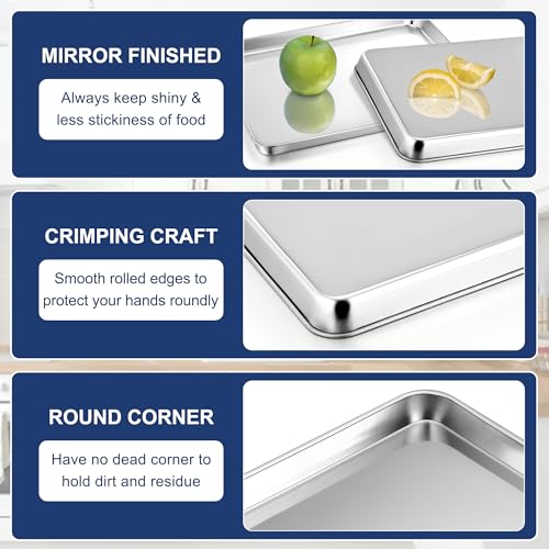 P&P CHEF Baking Sheet Pan, Stainless Steel Cookie Sheet, 17.3 Inch & 2 Pcs - size: 17.3 Inch