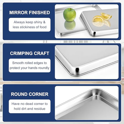 P&P CHEF Baking Sheet Pan, Stainless Steel Cookie Sheet, 17.3 Inch & 2 Pcs - size: 17.3 Inch