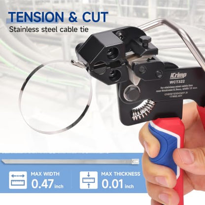 iCrimp Stainless Steel Cable Tie Tool Zip Gun with Built-in Cutter - color: Wct322 With Cable Tie