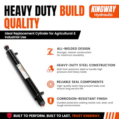 KINGWAY Double Acting Hydraulic Cylinder 2.5"Borex18"Stroke, 3000 PSI SAE#8 - size: 2.5“x18"