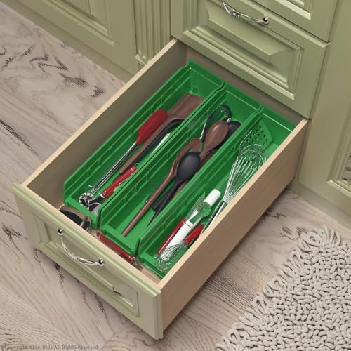 Akro-Mils 30128 Heavy Duty Plastic Shelf Bins, 18"x 4"x 4", Green, 12-Pack - color: Green