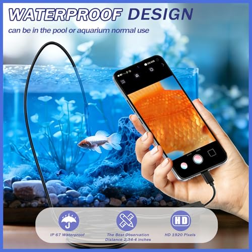 Industrial Endoscope Camera, 1920P HD Borescope with 8 Adjustable LED Lights, IP67 Waterproof Semi-Rigid Cable, for Car Repair, Pipe Inspection, Home Appliance Maintenance, iOS & Android
