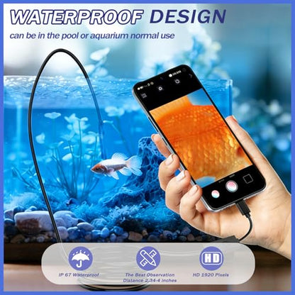 Industrial Endoscope Camera, 1920P HD Borescope with 8 Adjustable LED Lights, IP67 Waterproof Semi-Rigid Cable, for Car Repair, Pipe Inspection, Home Appliance Maintenance, iOS & Android