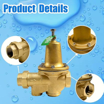 LF25AUB-Z3 1" Water Pressure Reducing Valve,Lead-Free Cast Copper Silicon Alloy,NPT Female Union x NPT Female Outlet,Polymer Seat, Adjustable Pressure 25 to 75 psi, Maximum 300 psi