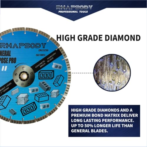 RHAPSODY 14 Inch Diamond Concrete Saw Blade 2pcs, Turbo Segmented Blade - color: Turbo Blade, size: 14Inch