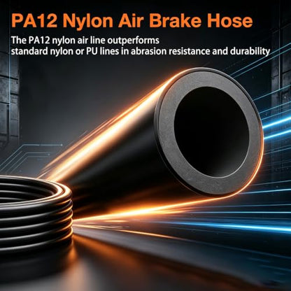 DOT Air Line Tubing, SAE J844 PA12 Nylon Air Brake Hose Pneumatic Tube - size: 3/8" OD 32.8FT