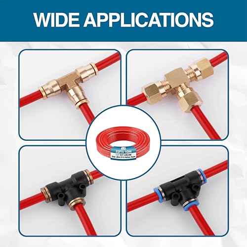 Utah Pneumatic 1/4" DOT Air Line SAE J844 PA12 Nylon Tubing, 32.8ft (Red) - color: Red, size: 1/4" x 32.8 Feet