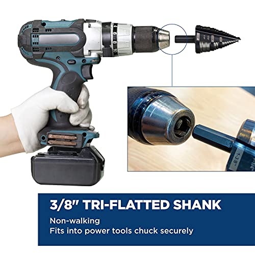 M2 HSS Step Drill Bit Unibit, 1/4"-1-3/8", Metal Wood Plastic - size: 1/4" to 1-3/8"