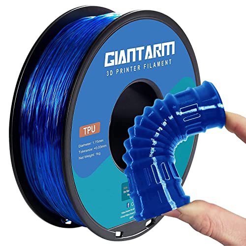 GIANTARM 95A TPU 3D Printer Filament 1.75mm, 1kg, Clear Blue, +/- 0.03mm - color: Tpu Blue