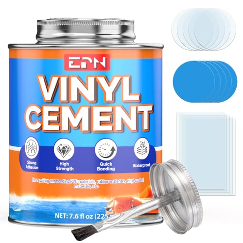 EPN Vinyl Cement, 7.6 oz Pool Patch Repair Kit with 15 PVC Repair Patches - size: 7.6oz