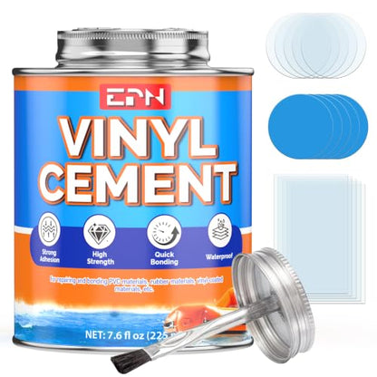 EPN Vinyl Cement, 7.6 oz Pool Patch Repair Kit with 15 PVC Repair Patches - size: 7.6oz