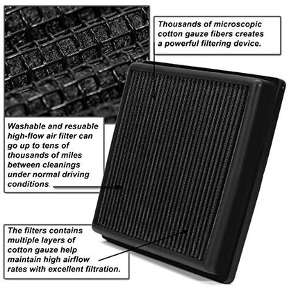 DNA Motoring AFPN-032-BK Clean Air Washable Drop In Panel Air Filter Enhance Engine Performance Power & Acceleration Improve [Compatible with 04-11 BMW 528i 530i 525i 3.0L] - style: 08-11 528i Black