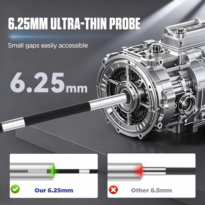 4-Way Articulating Borescope,1080P 8X Zoom 6.2mm Probe for Auto Engine - size: 4-Way 360°