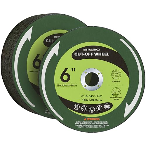 25 PCS Cut Off Wheels 6" x.045 x7/8" Cutting Discs for Angle Grinders 6 Inch Metal and Stainless Steel Cutting Wheel - style: 6 inch