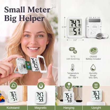 Antonki 2 Pack Room Thermometer Indoor Hygrometer - color: Classic White ( 2 Pcs )
