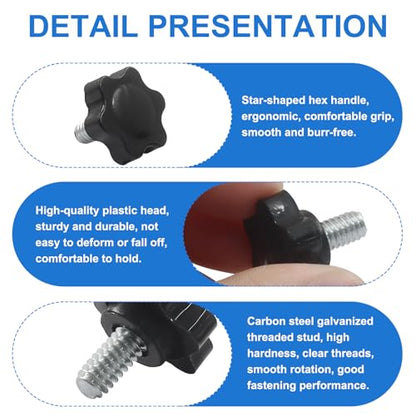 10Pcs 1/4"-20 Star Hand Knobs, Black, 1/4"-20 * 12 - size: 1/4"-20*12