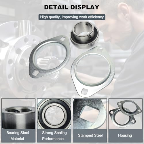 2 Pack SBPFL210-32 Pillow Block Bearings 2" Bore Bearing Units Steel Flange Mounted Bearing Housing Pressed Steel Flange Bearing (SBPFL210) - style: SBPFL210-32