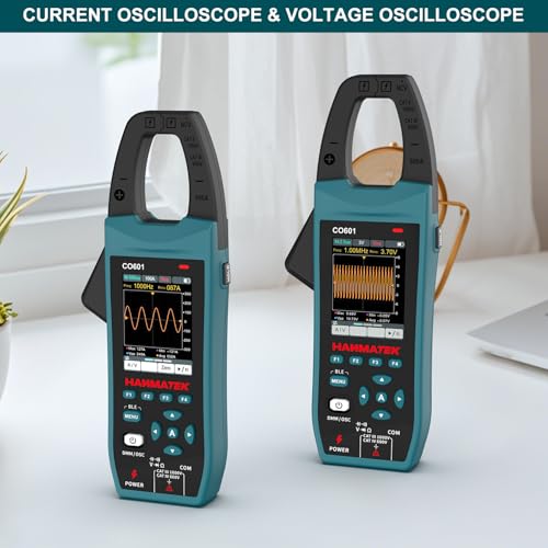 HANMATEK 3-in-1 AC/DC Clamp Meter & Oscilloscope,5MS/s High Sampling Rate,1MHz Bandwidth,600A &1000V AC/DC Current & Voltage Detection,Resistance,Capacitance,Continuity Test,NCV,Data Logging-CO601