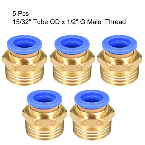 uxcell Straight Pneumatic Push to Quick Connect Fittings G1/2 Male x 12mm Tube OD 5pcs - size: 12mm